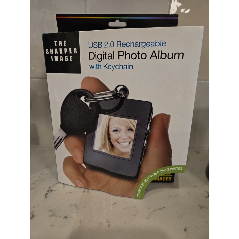 The Sharper Image Rechargeable USB 2.0 Digital Keychain Photo Album 1.4" - NEW